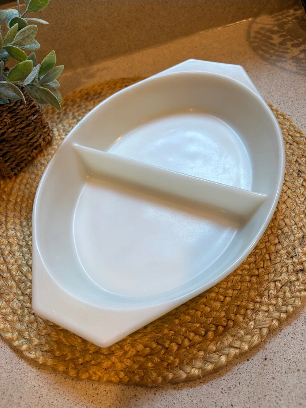 Vintage Pyrex Yellow Divided Casserole 1 1/2 QT